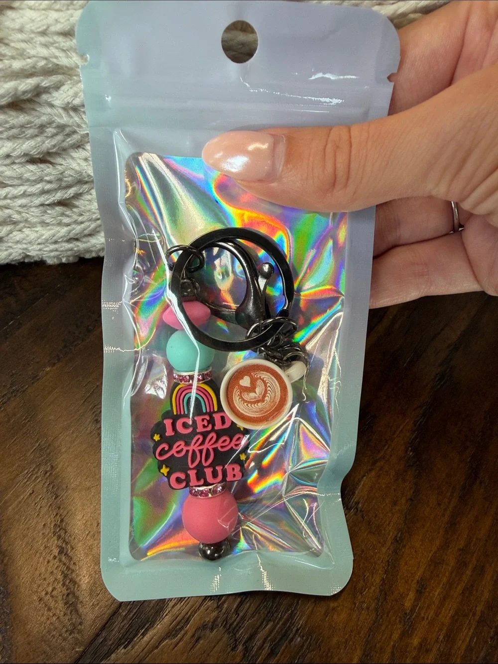 Iced Coffee Club Pink & Teal Keychain Charm